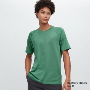 T Shirts Uniqlo Dry-ex Crew Neck Short-sleeve Homme Vert | 8193972
