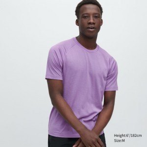 T Shirts Uniqlo Dry-ex Crew Neck Short-sleeve Homme Violette | 6297190