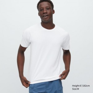 T Shirts Uniqlo Dry-ex Crew Neck Short-sleeve Homme Blanche | 1672702
