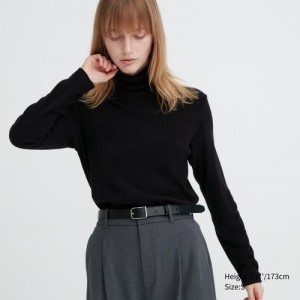 T Shirts Uniqlo HEATTECH Fleece Turtleneck Long-Sleeve Femme Noir | 781483