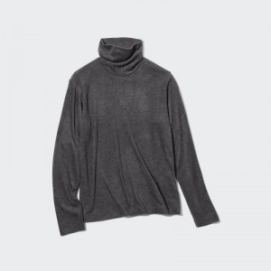 T Shirts Uniqlo HEATTECH Fleece Turtleneck Long-Sleeve Femme Grise | 3518990