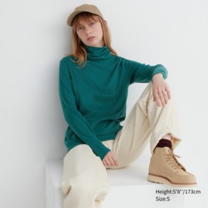 T Shirts Uniqlo HEATTECH Fleece Turtleneck Long-Sleeve Femme Vert | 3112889