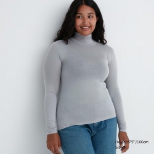 T Shirts Uniqlo HEATTECH Ultra Light Turtleneck Long-Sleeve Femme Grise | 173748