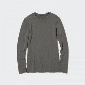 T Shirts Uniqlo HEATTECH Ultra Warm Crew Neck Long-Sleeve Femme Grise | 1468591