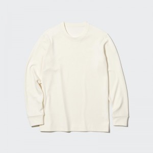 T Shirts Uniqlo HEATTECH Ultra Warm Crew Neck Long-Sleeve Homme Blanche | 5341035
