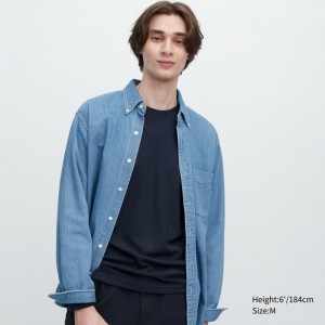 T Shirts Uniqlo HEATTECH Ultra Warm Crew Neck Long-Sleeve Homme Bleu Marine | 2404801