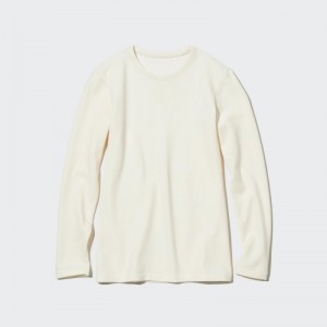 T Shirts Uniqlo HEATTECH Ultra Warm Crew Neck Long-Sleeve Femme Blanche | 7072221