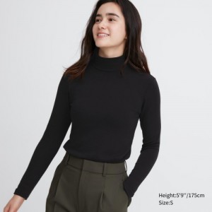 T Shirts Uniqlo HEATTECH Ultra Warm High Neck Femme Noir | 2991421