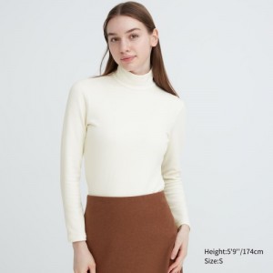 T Shirts Uniqlo HEATTECH Ultra Warm High Neck Femme Blanche | 7146598