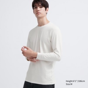 T Shirts Uniqlo Heattech Cotton Crew Neck Extra Warm Homme Blanche | 3894463