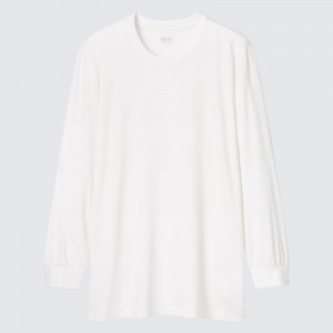 T Shirts Uniqlo Heattech Crew Neck Long-sleeve Homme Blanche | 3114350