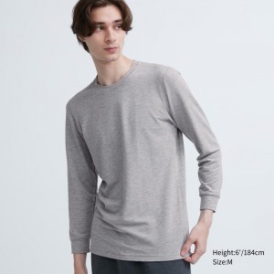 T Shirts Uniqlo Heattech Extra Warm Cotton Crew Neck Homme Grise | 8162111