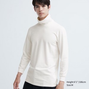 T Shirts Uniqlo Heattech Extra Warm Cotton Turtleneck Homme Blanche | 7419193