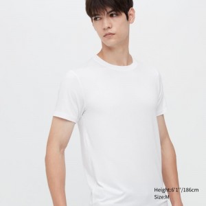 T Shirts Uniqlo Heattech Short Sleeve Homme Blanche | 1742961