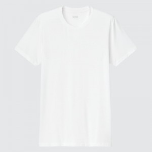 T Shirts Uniqlo Heattech Short-sleeve Homme Blanche | 5091028