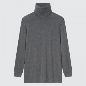 T Shirts Uniqlo Heattech Turtleneck Homme Grise | 4455241
