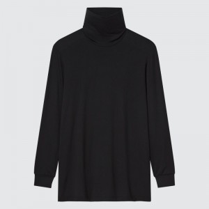 T Shirts Uniqlo Heattech Turtleneck Homme Noir | 2036293