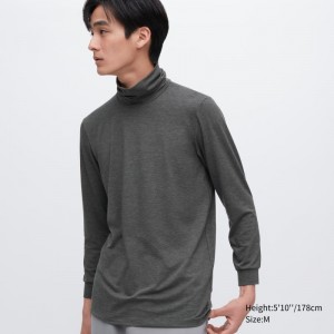 T Shirts Uniqlo Heattech Turtleneck Homme Grise | 4638314