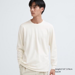 T Shirts Uniqlo Heattech Ultra Warm Crew Neck Homme Blanche | 3422993