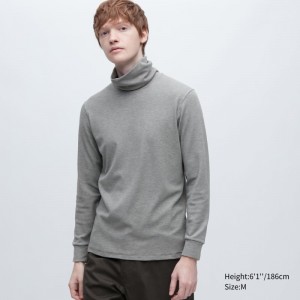 T Shirts Uniqlo Heattech Ultra Warm Turtleneck Long-sleeve Homme Grise | 1169224