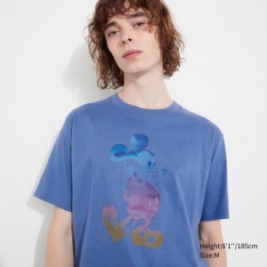T Shirts Uniqlo MAGIC FOR ALL FOREVER UT Short-Sleeve Femme Bleu | 3369777