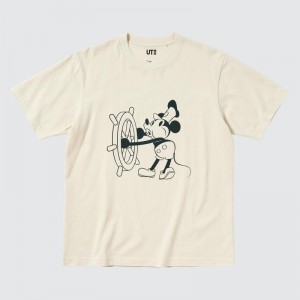 T Shirts Uniqlo Magic For All Favorites Ut Short-sleeve Graphic Homme Beige | 3677732