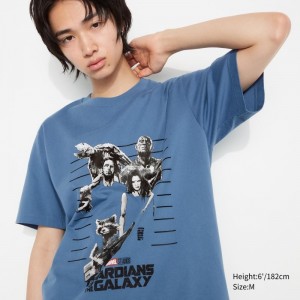 T Shirts Uniqlo Marvel Art Collection By Mondo Ut Short Sleeve Graphic Homme Bleu | 7154583