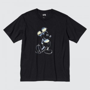 T Shirts Uniqlo Mickey Stands UT Short Sleeve Femme Noir | 8214852