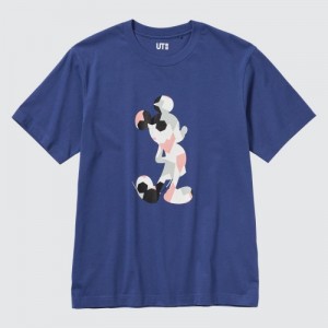 T Shirts Uniqlo Mickey Stands UT Short Sleeve Femme Bleu | 9054032
