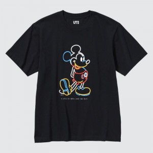 T Shirts Uniqlo Mickey Stands UT Short Sleeve Femme Noir | 7543978
