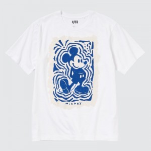 T Shirts Uniqlo Mickey Stands Ut Short Sleeve Graphic Homme Blanche | 9654287