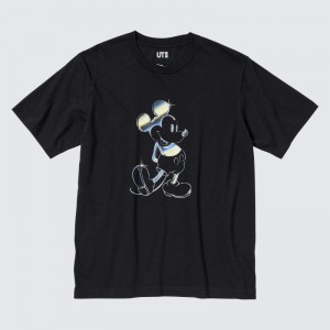 T Shirts Uniqlo Mickey Stands Ut Short Sleeve Graphic Homme Noir | 8493869
