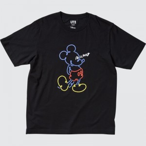 T Shirts Uniqlo Mickey Stands Ut Short-sleeve Graphic Homme Noir | 773337