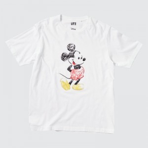 T Shirts Uniqlo Mickey Stands Ut Short-sleeve Graphic Homme Blanche | 512012