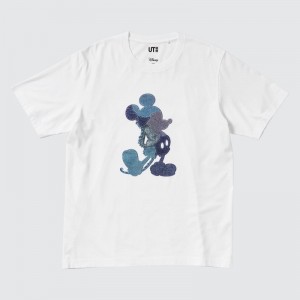 T Shirts Uniqlo Mickey Stands Ut Short-sleeve Graphic Homme Blanche | 4293536