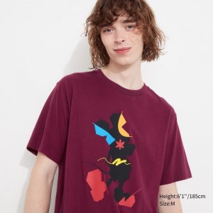 T Shirts Uniqlo Mickey Stands Ut Short-sleeve Graphic Homme Bordeaux | 3679888