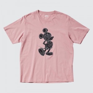 T Shirts Uniqlo Mickey Stands Ut Short-sleeve Graphic Homme Rose | 1477102