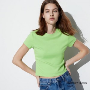 T Shirts Uniqlo Mini Short Sleeve Femme Vert | 3343095