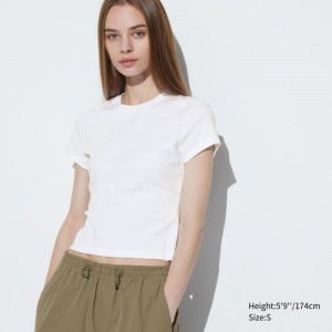 T Shirts Uniqlo Mini Short Sleeve Femme Blanche | 1525954