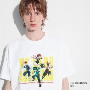 T Shirts Uniqlo My Hero Academia Ut Short-sleeve Graphic Homme Blanche | 674870