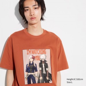T Shirts Uniqlo My Hero Academia Ut Short-sleeve Graphic Homme Orange | 7486467