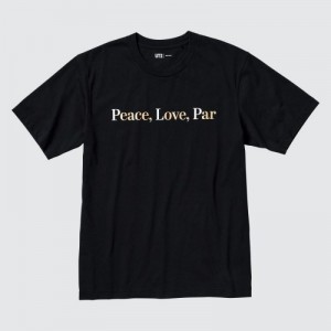 T Shirts Uniqlo PEACE FOR ALL Short-Sleeve Graphic Adam Scott Femme Noir | 8092705