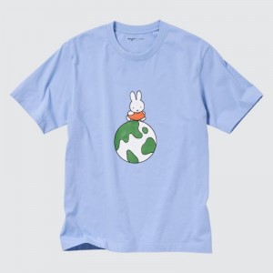 T Shirts Uniqlo PEACE FOR ALL Short-Sleeve Graphic Dick Bruna Femme Bleu | 4888623