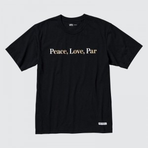 T Shirts Uniqlo PEACE FOR ALL Short-Sleeve Graphic Adam Scott Homme Noir | 2444004