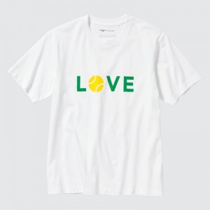 T Shirts Uniqlo PEACE FOR ALL Short-Sleeve Graphic Roger Federer Femme Blanche | 8537371