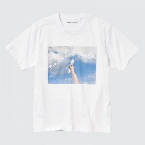 T Shirts Uniqlo PEACE FOR ALL Short-Sleeve Graphic Magnum Photos Femme Blanche | 4504337