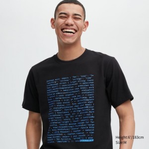 T Shirts Uniqlo Peace For All Akamai Short-sleeve Graphic Homme Noir | 3649700