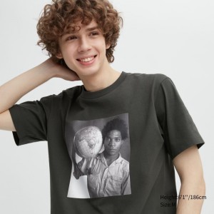 T Shirts Uniqlo Peace For All Basquiat Short-sleeve Graphic Homme Grise | 6636380