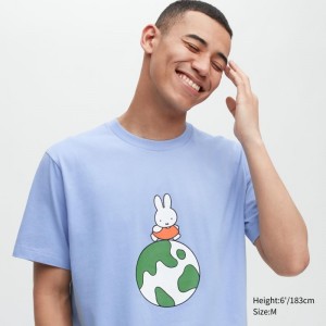 T Shirts Uniqlo Peace For All Dick Bruna Short-sleeve Graphic Homme Bleu | 2874678