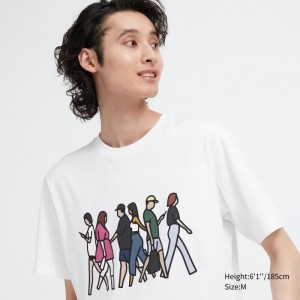 T Shirts Uniqlo Peace For All Julian Opie Short-sleeve Graphic Homme Blanche | 3981640